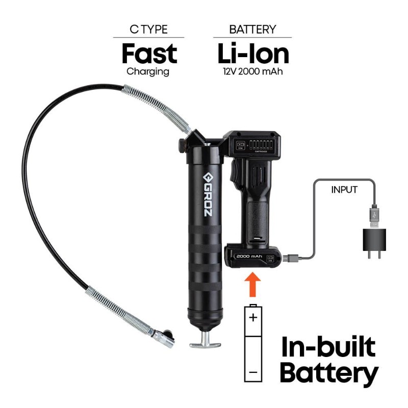 Groz RGG/12L USB Rechargeable 12V Grease Gun - photo 3