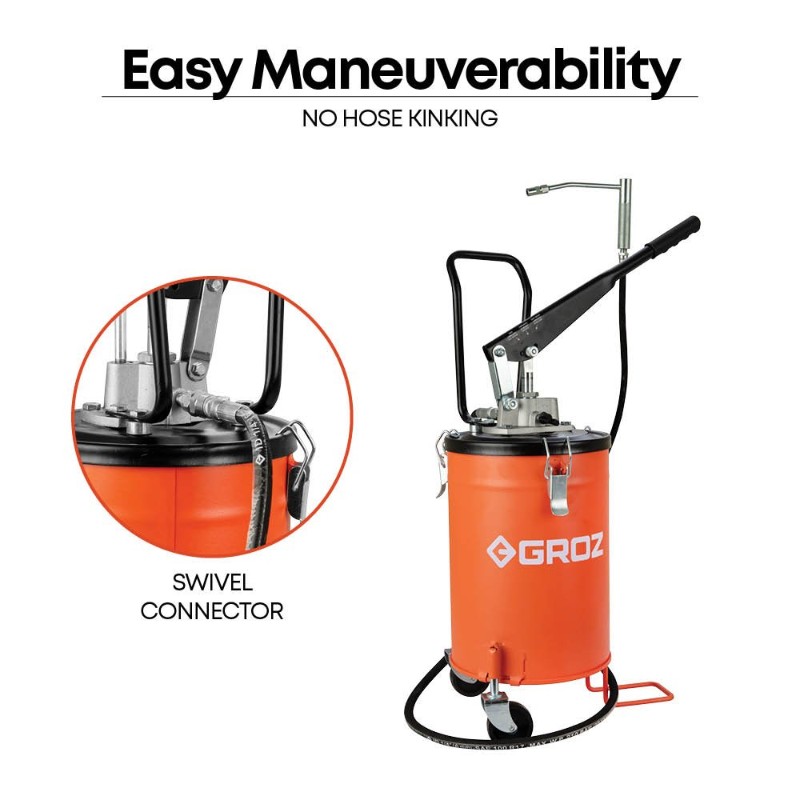 Groz VGP/10 Hand-Operated Bucket Grease Pump 10 kg with Wheels - photo 4