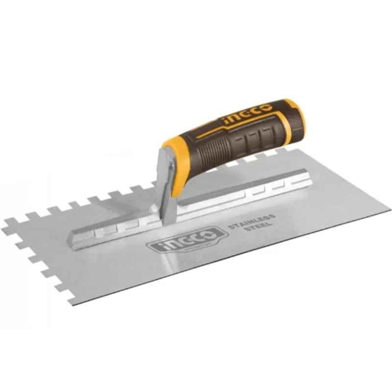 INGCO HPTT28138 Stainless Steel Plastering Trowel with Teeth, 280 x 130 mm