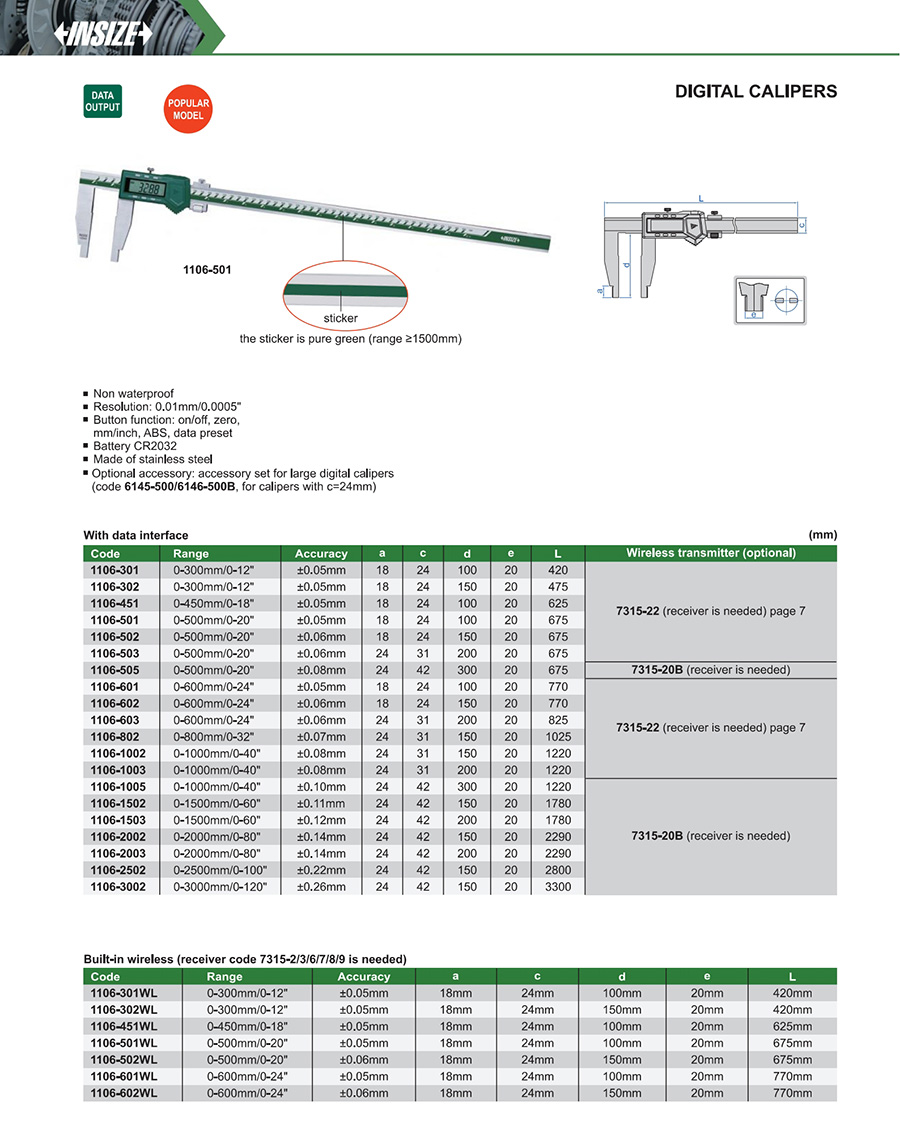 INSIZE 1106-601 Digital Calipers 0-600mm/0-24" - photo 2