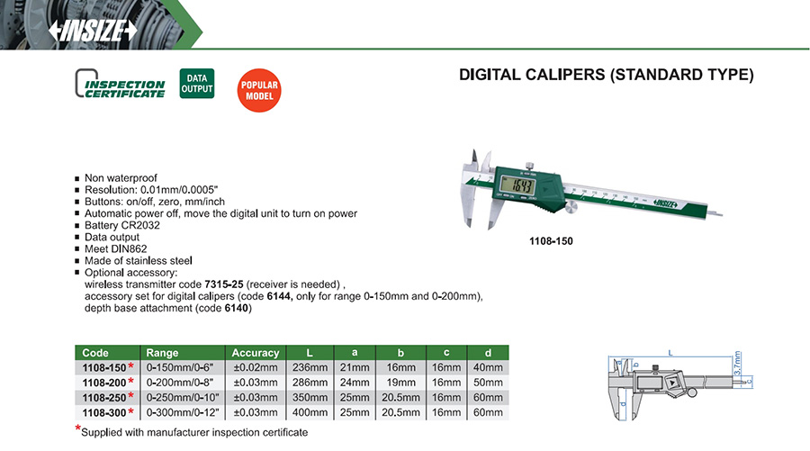 INSIZE 1108-150 Digital Caliper (Standard Type) 0-150mm - photo 2