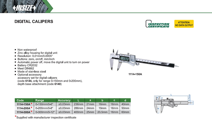 INSIZE 1114-200A Digital Calipers 0-200mm/0-8" - photo 2