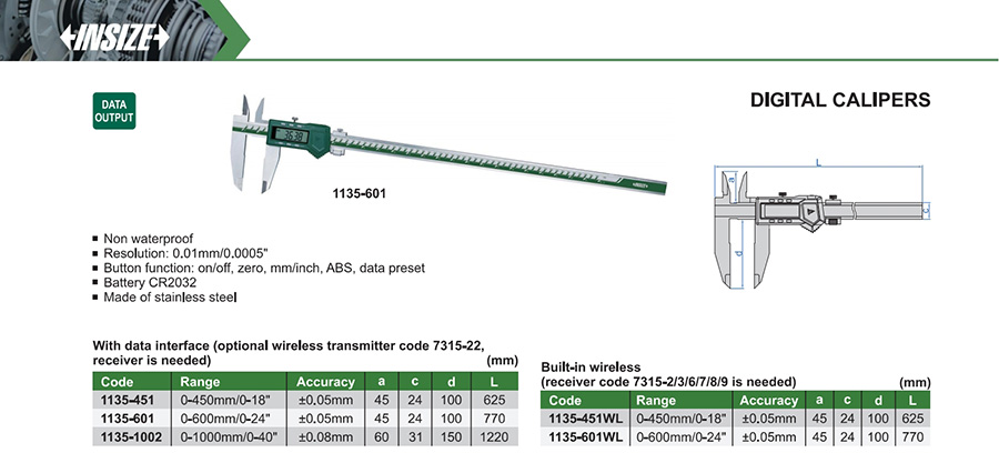 INSIZE 1135-1002 Digital Calipers 0-1000mm/0-40" - photo 2