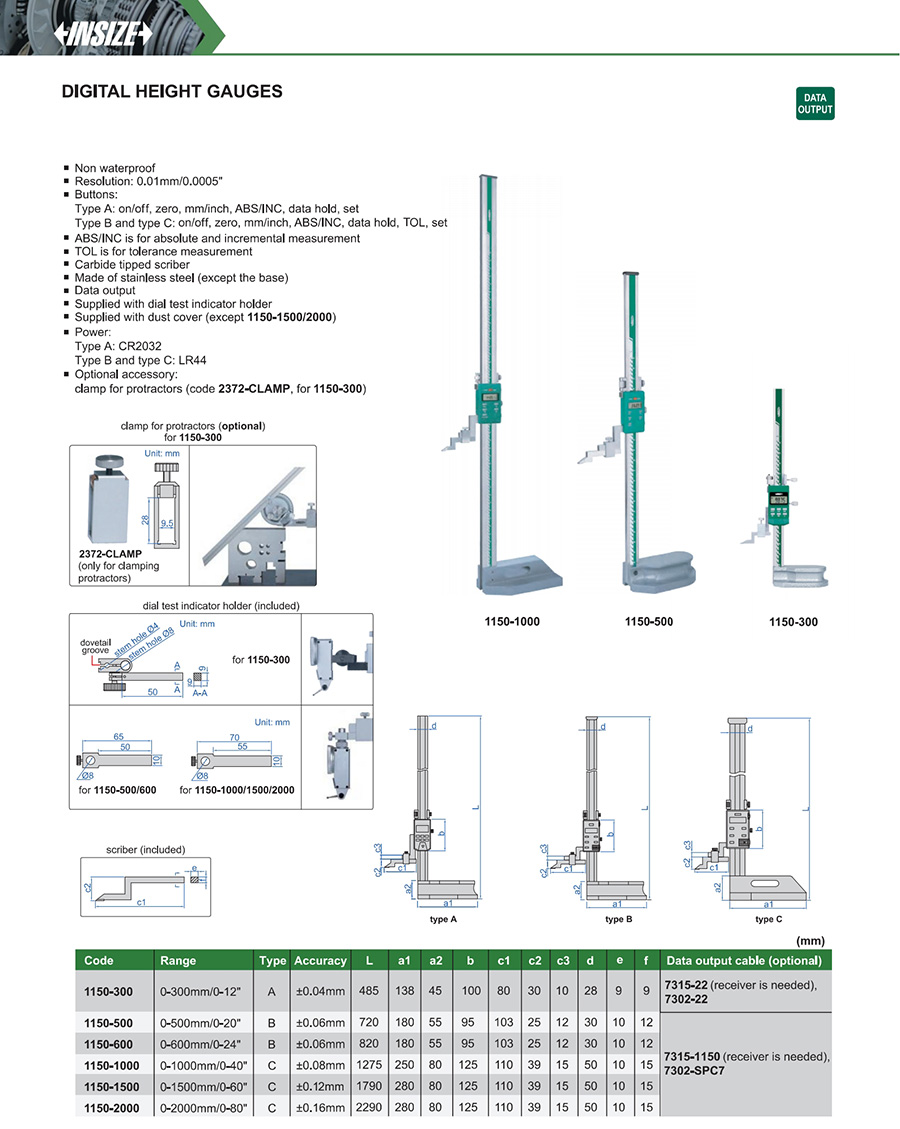 INSIZE 1150-600 Digital Height Gauge 0-600mm/0-24" - photo 2