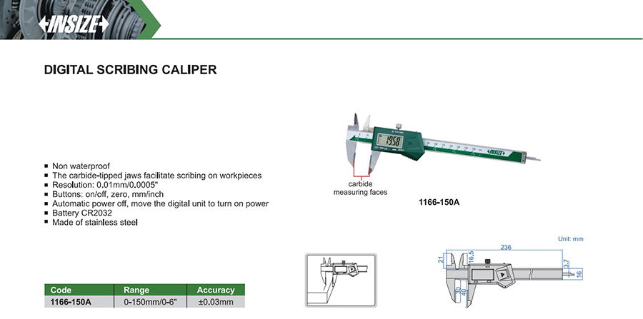 INSIZE 1166-150A Digital Scribing Caliper 0-150mm - photo 2