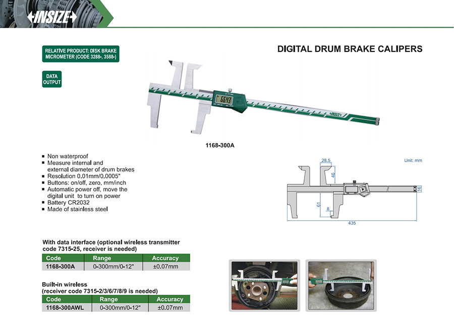 INSIZE 1168-300A Digital Drum Brake Caliper 0-300 mm - photo 2