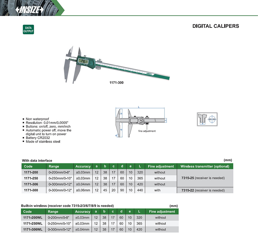 INSIZE 1171-300 Digital Caliper 0-300mm/0-12" - photo 2