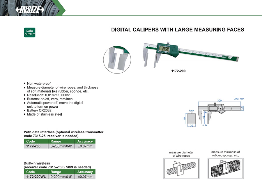 INSIZE 1172-200 Digital Caliper With Large Measuring Faces 0-200mm - photo 2
