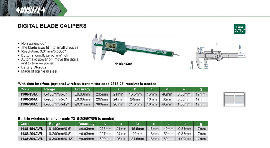 INSIZE 1188-150A Digital Blade Caliper 0-150mm/0-6" - photo 2
