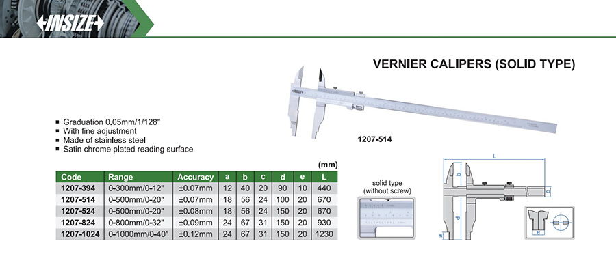INSIZE 1207-394 Vernier Calipers (Solid Type) 0-300mm/0-12" - photo 2