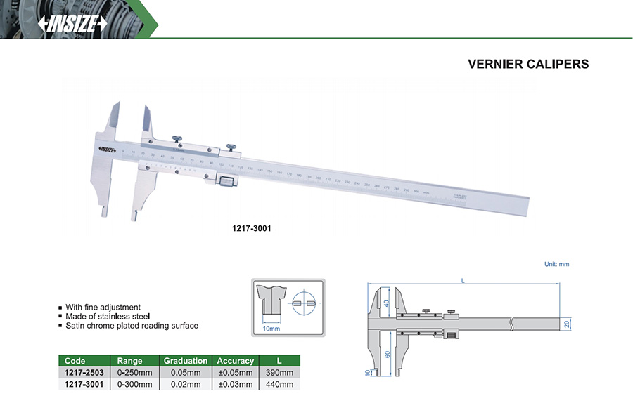 INSIZE 1217-3001 Vernier Calipers 0-300mm - photo 2