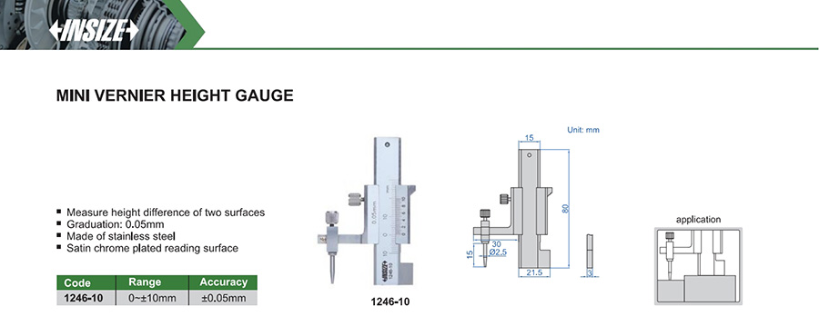 INSIZE 1246-10 Mini Vernier Height Gauge, 0~±10mm - photo 2