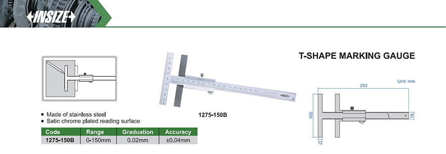 INSIZE 1275-150B T-Shape Marking Gauge 0-150mm - photo 2