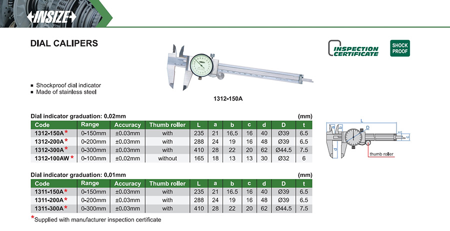 INSIZE 1312-300A Dial Calipers 0-300mm - photo 2