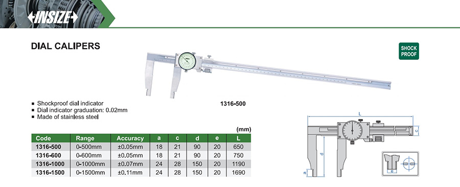 INSIZE 1316-500 Dial Calipers 0-500mm - photo 2