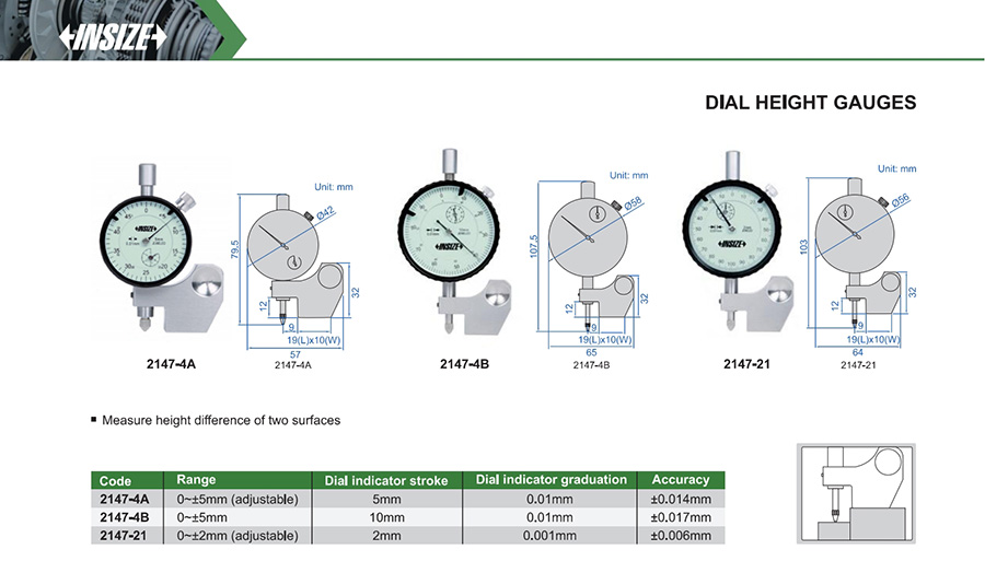 INSIZE 2147-4A Dial Height Gauge 0-5 mm - photo 2