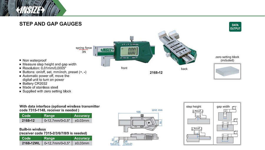 INSIZE 2168-12 Digital Step and Gap Gauge 0-12.7 mm - photo 2