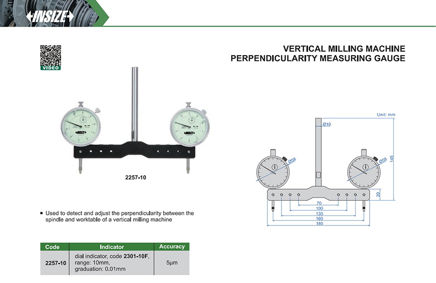 INSIZE 2257-10 Vertical Milling Machine Perpendicularity Measuring Gauge - photo 2