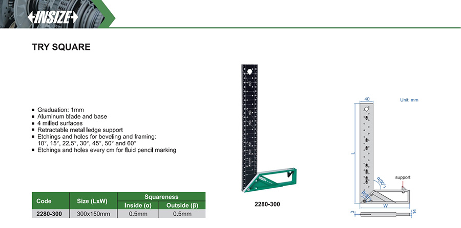 INSIZE 2280-300 Try Square, 300x150mm - photo 2