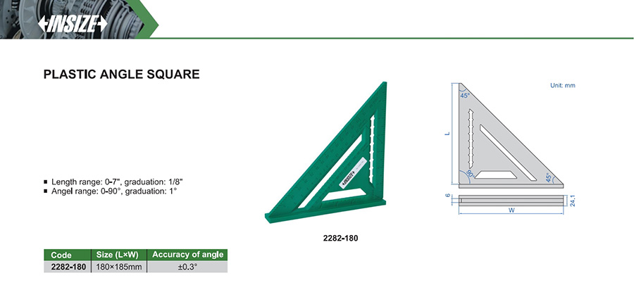 INSIZE 2282-180 Plastic Angle Square 180 x 185 mm - photo 2