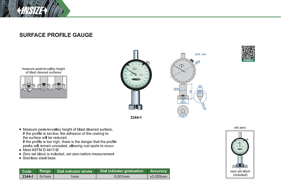 INSIZE 2344-1 Surface Profile Gauge 0-1mm - photo 2