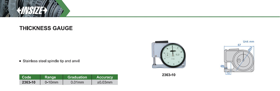 INSIZE 2363-10 Thickness Gauge, 0-10mm - photo 2