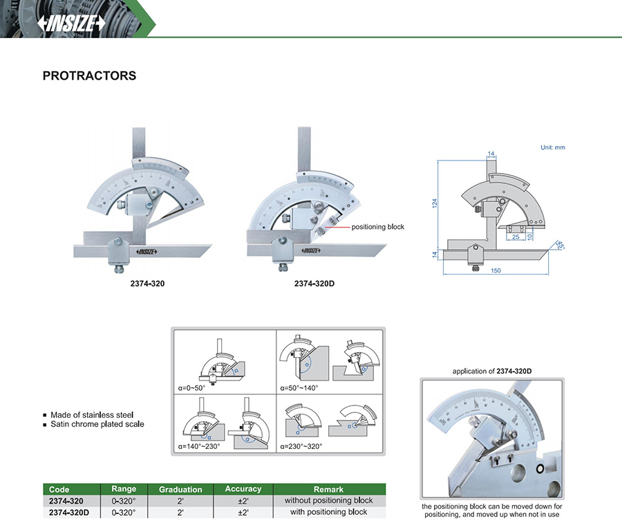 INSIZE 2374-320 Protractor 0-320° - photo 2