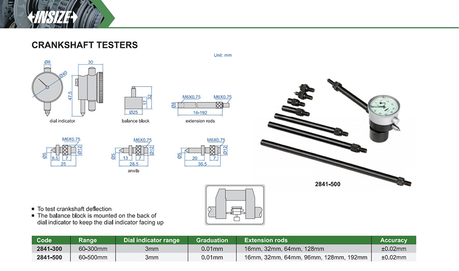 INSIZE 2841-500 Crankshaft Tester 60-500 mm - photo 2