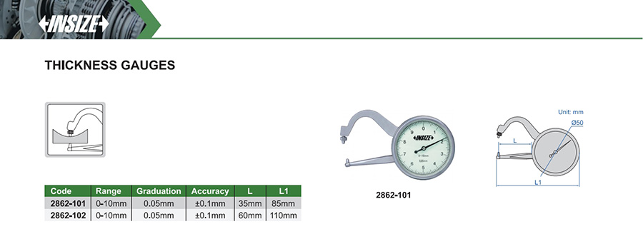 INSIZE 2862-101 Thickness Gauge, 0-10mm - photo 2