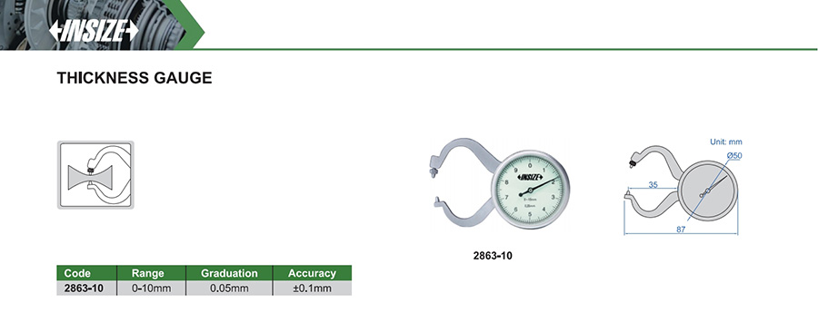 INSIZE 2863-10 Thickness Gauge, 0-10mm - photo 2