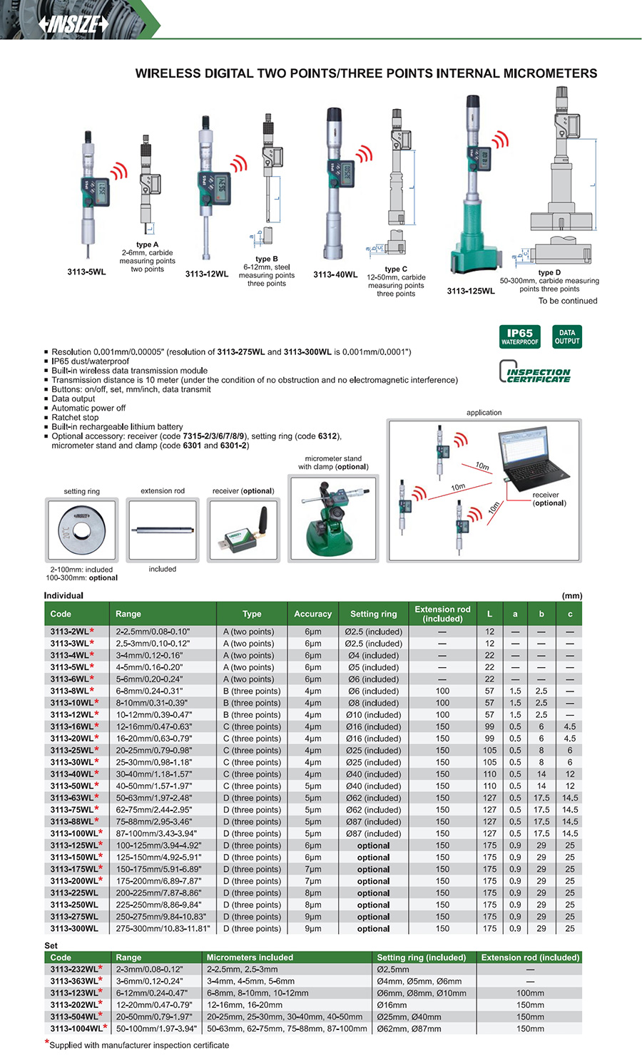 INSIZE 3113-63WL Wireless Digital Internal Micrometer 50-63mm - photo 2