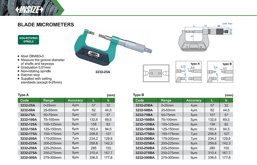 INSIZE 3232-50A Blade Micrometer 25-50 mm - photo 2