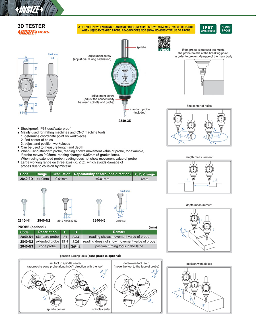 INSIZE 3D Tester, ±1.0mm, 2840-3D - photo 2