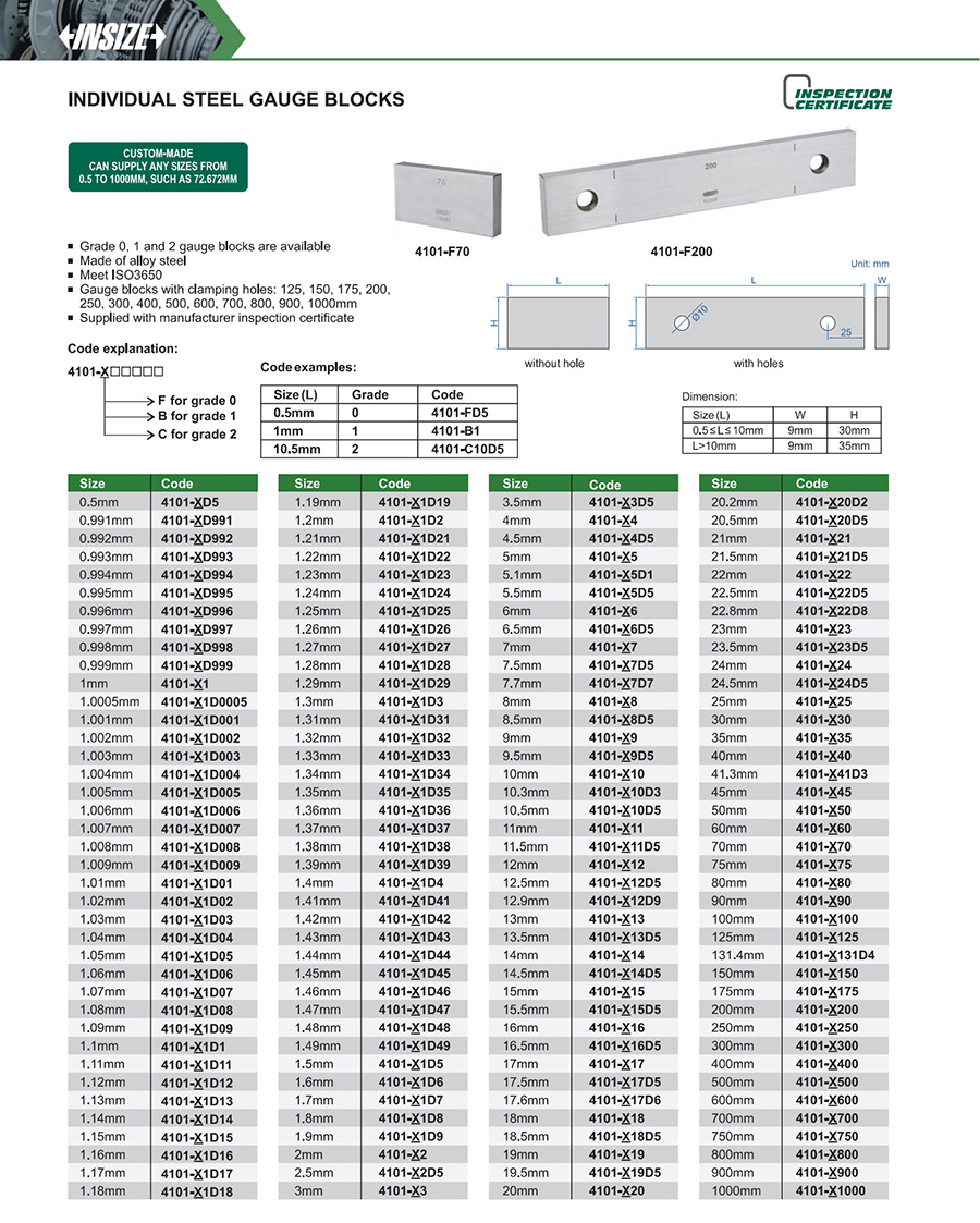 INSIZE 4101-C100 Individual Steel Gauge Block 100 mm - photo 2