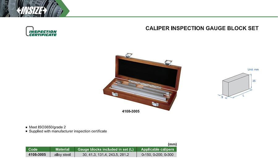 INSIZE 4108-3005 Caliper Inspection Gauge Block Set 0-300mm - photo 2