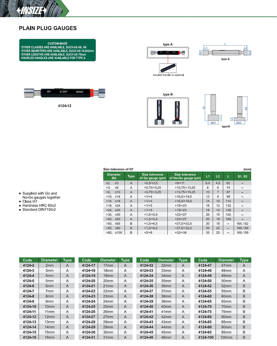 INSIZE 4124-9 Plain Plug Gauge 9mm - photo 2