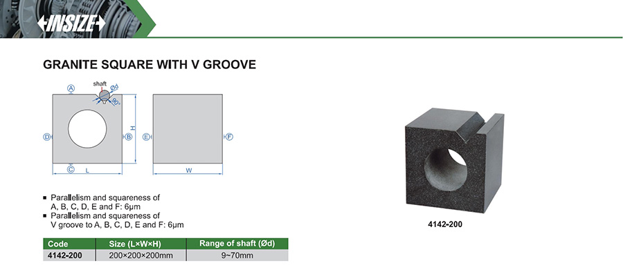 INSIZE 4142-200 Granite Square With V Groove 200x200x200mm - photo 2