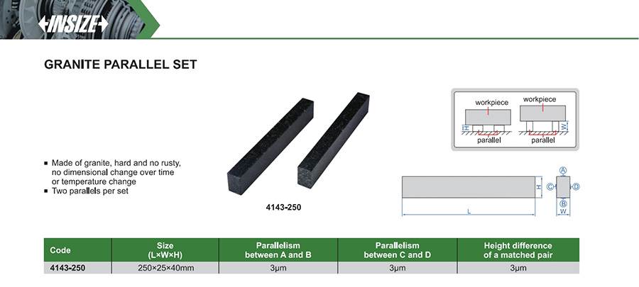 INSIZE 4143-250 Granite Parallel Set 250x25x40mm - photo 2
