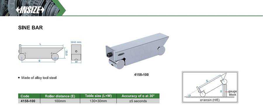 INSIZE 4158-100 Sine Bar, 100mm - photo 2