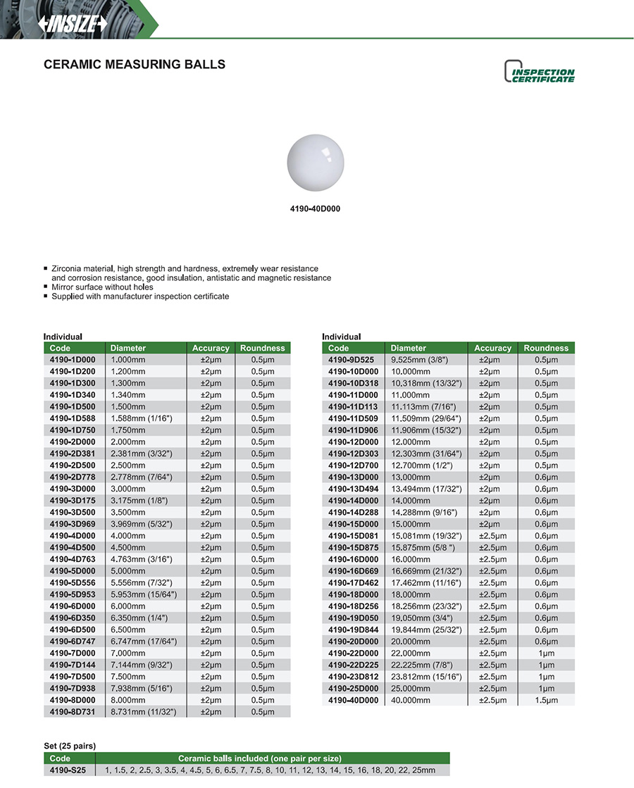 INSIZE 4190-12D000 Ceramic Measuring Ball 12.000mm - photo 2