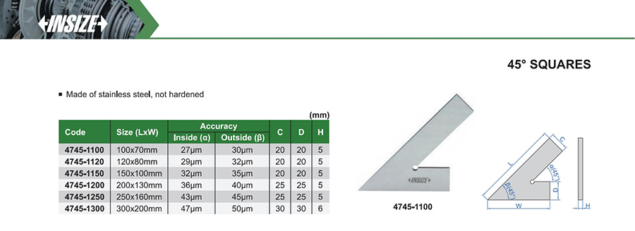INSIZE 45° Square 4745-1120, 120x80mm - photo 2