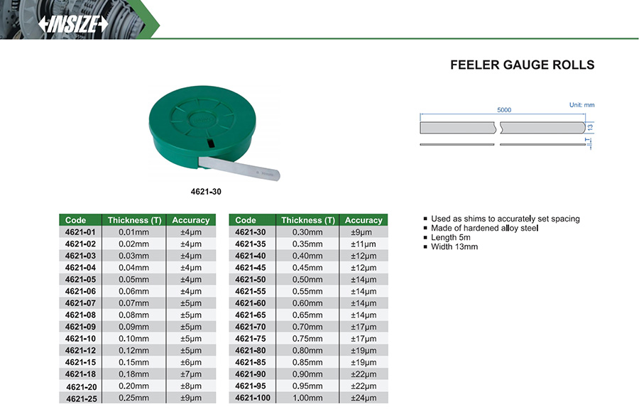 INSIZE 4621-25 Feeler Gauge Rolls 0.25mm - photo 2