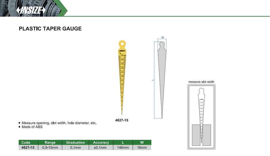 INSIZE 4627-15 Plastic Taper Gauge 0.5-15mm - photo 2