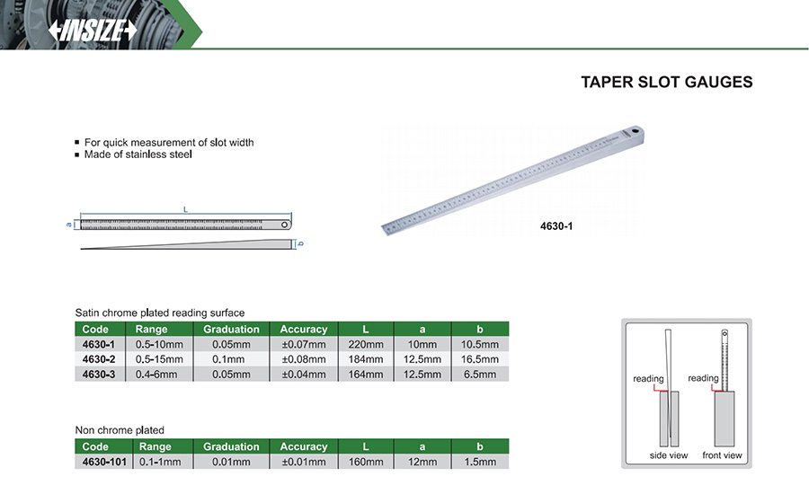INSIZE 4630-2 Taper Slot Gauges 0.5-15mm - photo 2