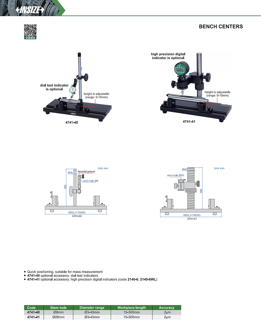 INSIZE 4741-40 Bench Center, Ø3-40mm - photo 2