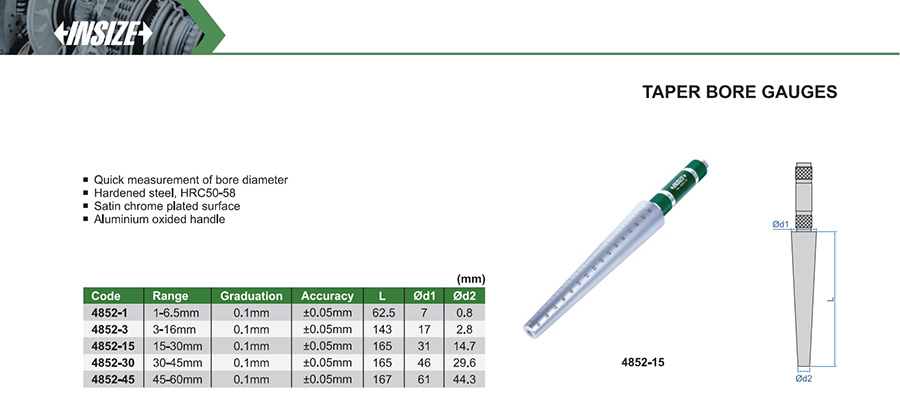 INSIZE 4852-30 Taper Bore Gauges 30-45mm - photo 2