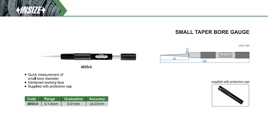 INSIZE 4855-5 Small Taper Bore Gauge 0.1-5mm - photo 2