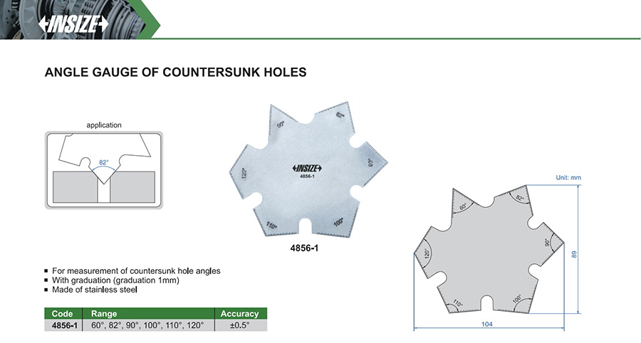 INSIZE 4856-1 Angle Gauge For Countersunk Holes - photo 2