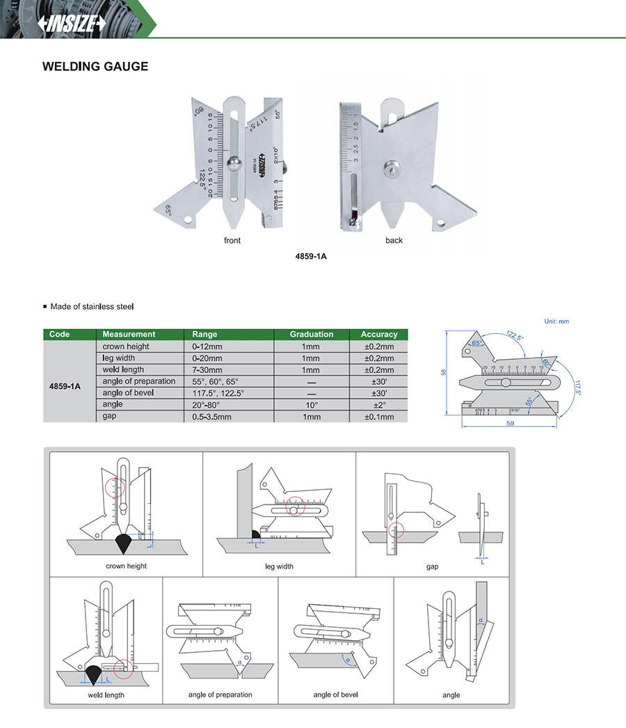 INSIZE 4859-1A Welding Gauge - photo 2