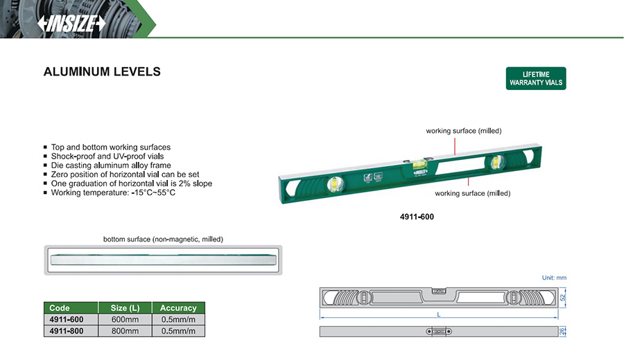 INSIZE 4911-800 Aluminum Level 800 mm - photo 2